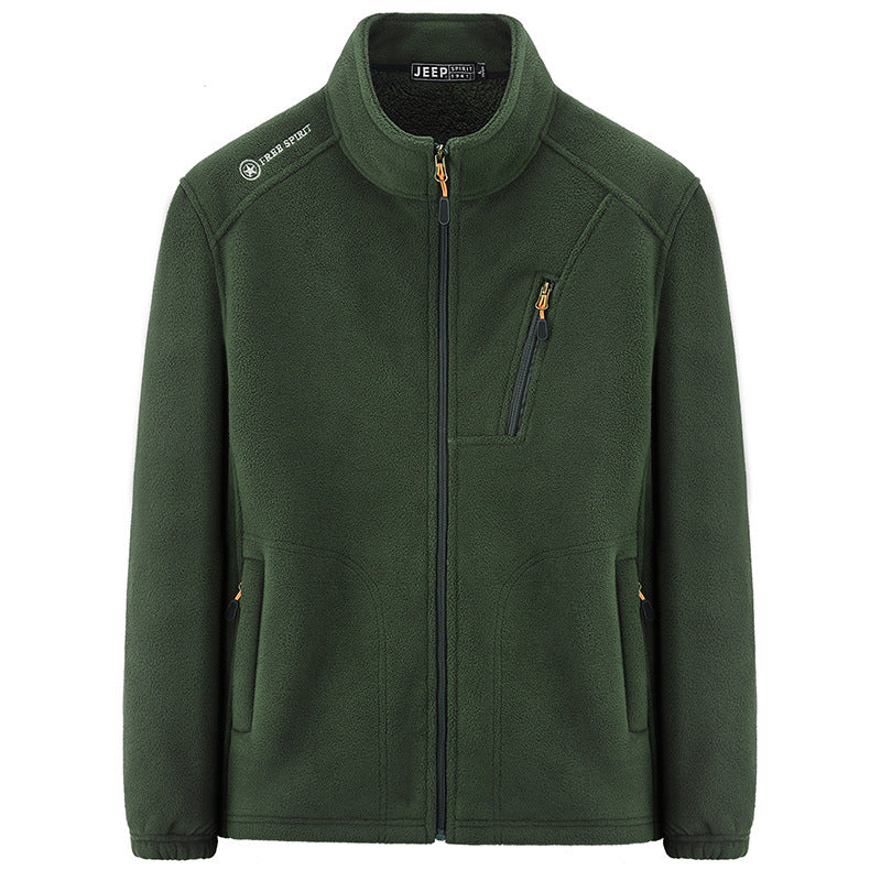 Herren Thermo‑Fleecejacke mit Sherpa‑Innenfutter, Stehkragen und Reißverschlusstaschen Drune