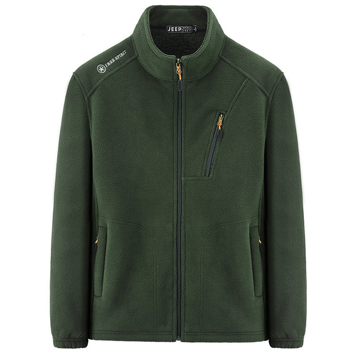 Herren Thermo‑Fleecejacke mit Sherpa‑Innenfutter, Stehkragen und Reißverschlusstaschen Drune