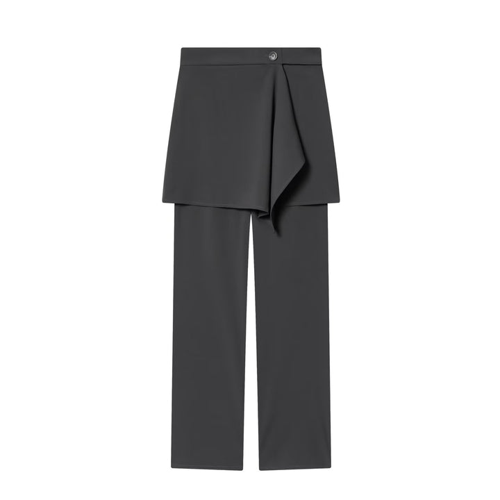 Damen Weite High‑Waist-Hose mit asymmetrischem Wickelrock-Overlay Drune