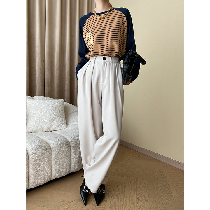 Damen gestreiftes Langarmshirt mit Raglanärmeln Drune