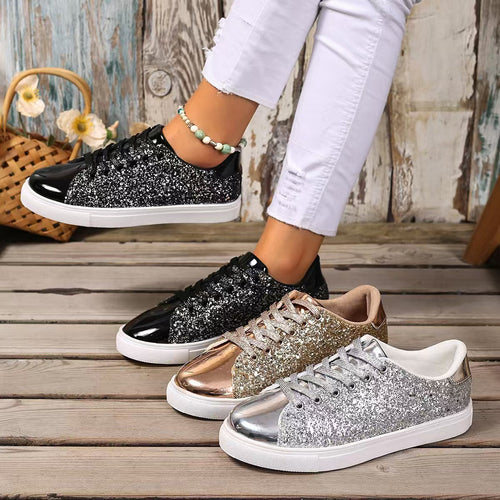 Damen Glitzernde Sneakers mit metallisch schimmerndem Obermaterial Drune
