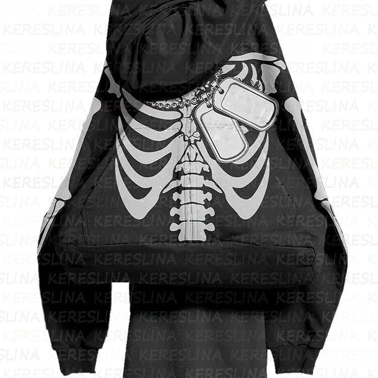 Damen Kapuzenpullover mit kreativem Skelett-Design und hochwertigem Material Drune