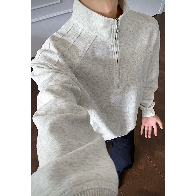 Herren Sportlicher Sweatpullover mit Stehkragen Drune