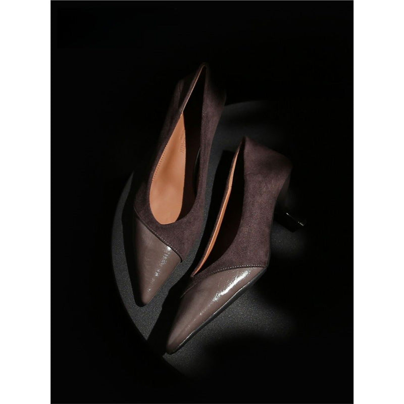 Damen spitze Pumps mit elegantem Veloursleder Drune