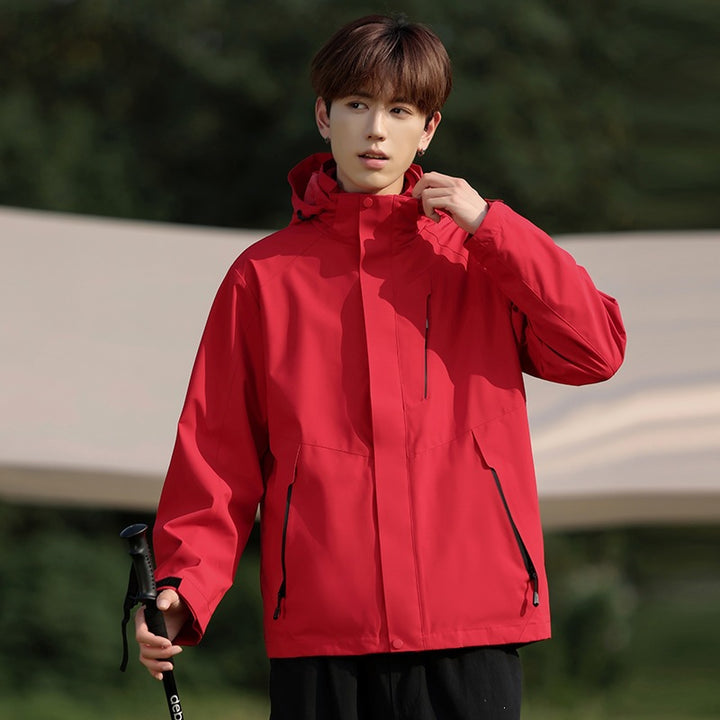 Herren Zweifarbige Wind- und Wasserabweisende Softshelljacke mit Kapuze Drune