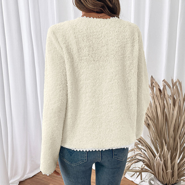Damen Eleganter Cardigan mit Spitzenverzierungen Drune