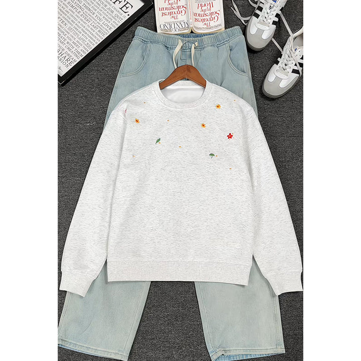 Damen Gemusterter Sweatshirt mit floralem Design Drune