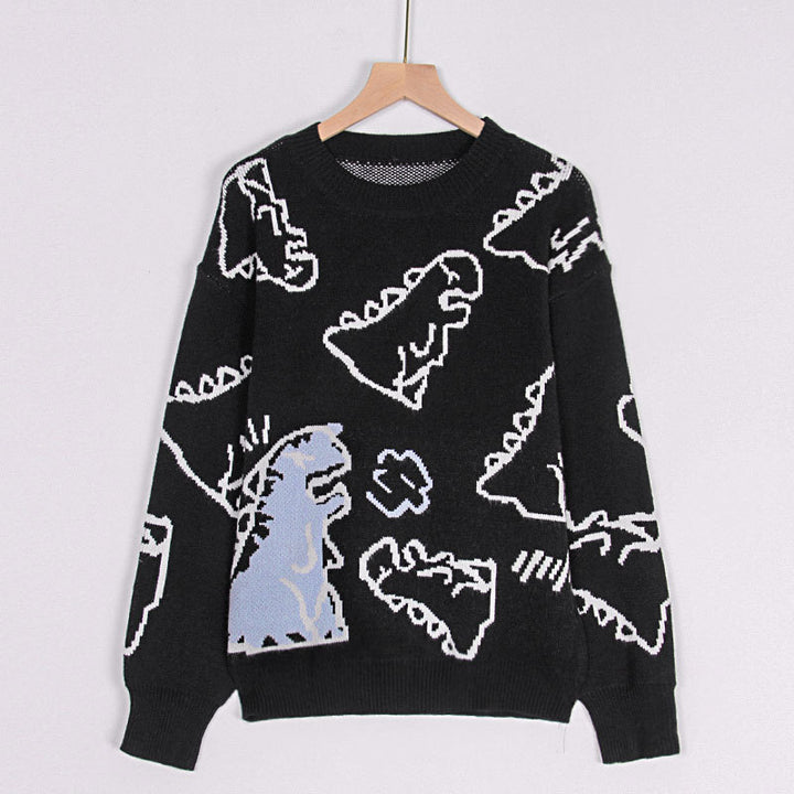 Damen Pullover mit Dinosaurier-Motiv und lässigem Schnitt Drune