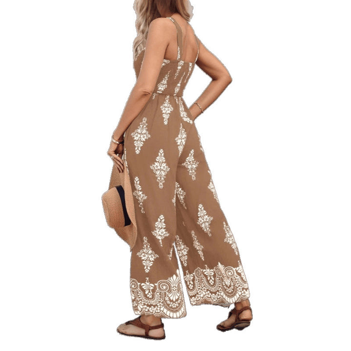 Damen Rüschenoberteil Weites Bein Jumpsuit Drune