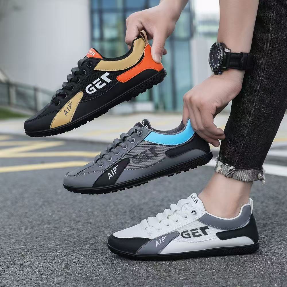 Herren Leichter Mesh- und Kunstleder-City-Sneaker mit gepolstertem Fersensteg und rutschfester Gummilaufsohle Drune