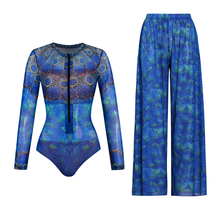 Damen Einteiler mit langem Arm und farbenfrohem Print Drune