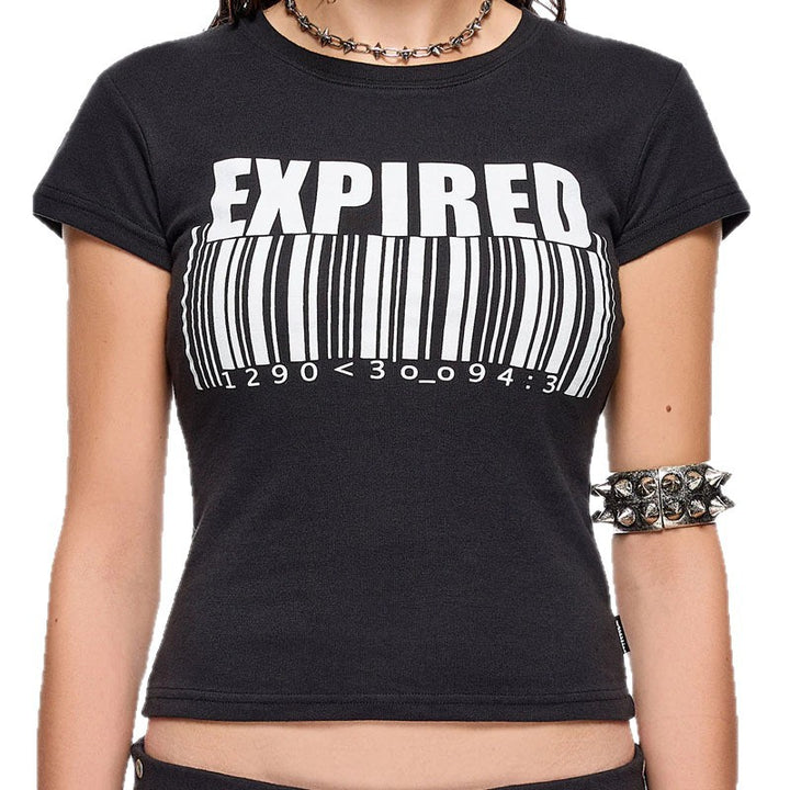 Damen Grafik-T-Shirt mit trendigem Barcode-Print Drune