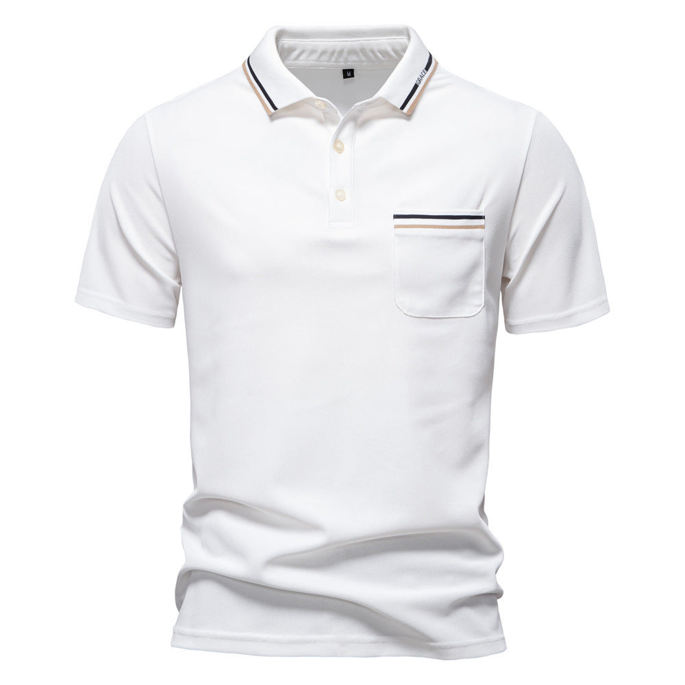 Herren nan modernes Poloshirt mit aufgesetzter Brusttasche und Kontrastbesatz am Polokragen Drune