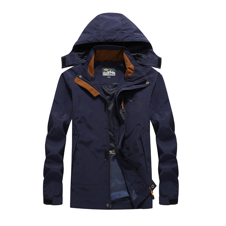 Herren wasserabweisende Outdoorjacke im technischen Parkastil mit abnehmbarer Kapuze Drune