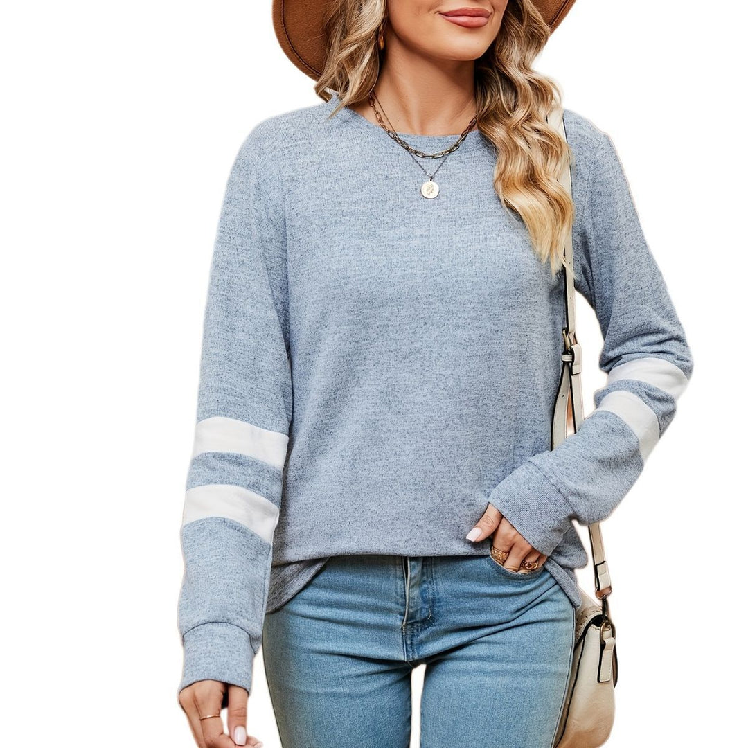 Damen sportliches Sweatshirt mit dekorativen Streifendetails Drune