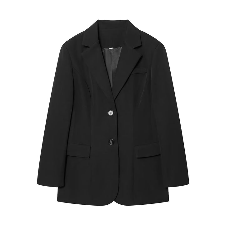 Damen eleganter Longline-Blazer mit taillierten Abnähern und Pattentaschen Drune