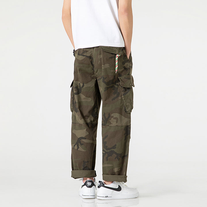 Herren Loose‑Fit Cargohose im Army‑Style mit elastischem Bund, Kordelzug und Multifunktions‑Taschen Drune