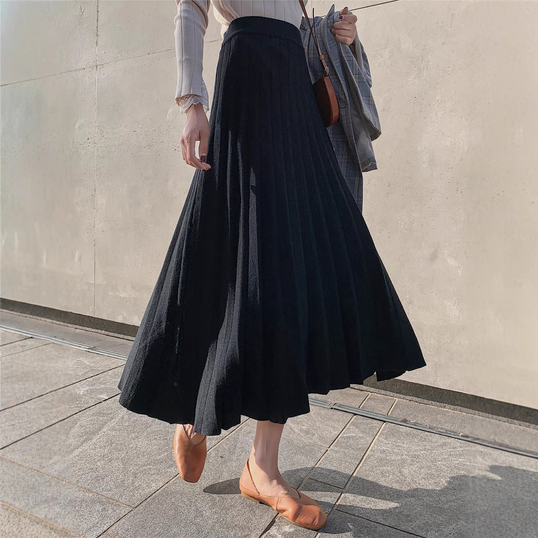 Damen Langer, plissierter Rock aus weichem Material Drune