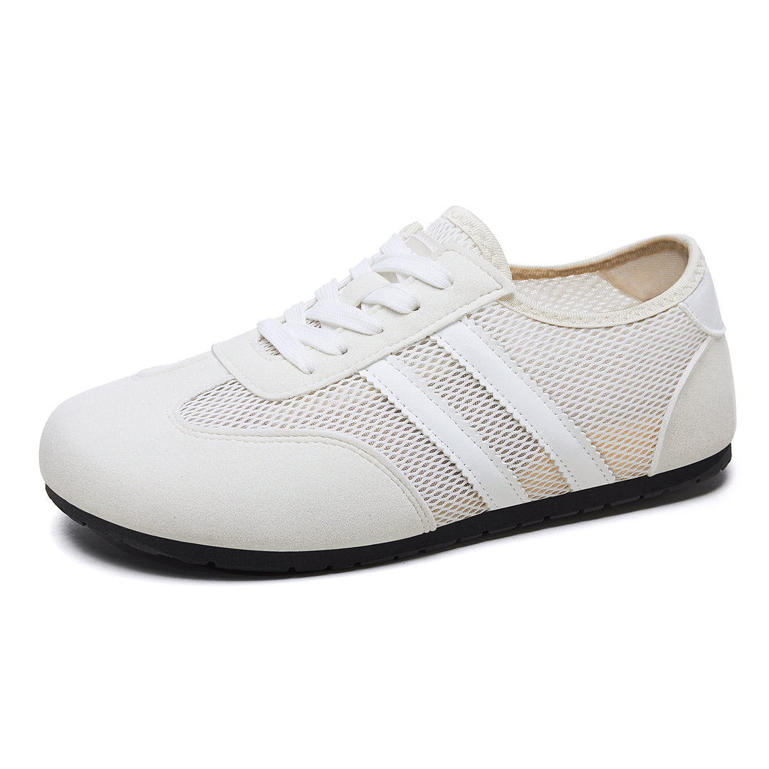 Damen nan retro-sportlicher Low-Top Sneaker mit atmungsaktivem Mesh, Veloursüberzügen und rutschfester Gummilaufsohle Drune