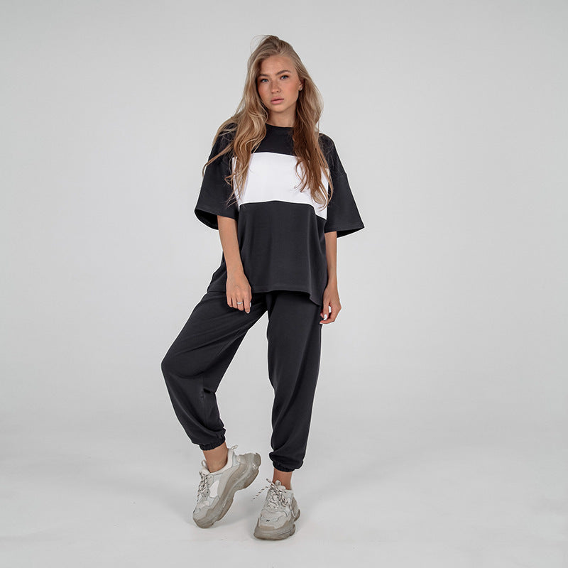 Damen lässiges Sportanzug-Set mit oversized Oberteil und bequemen Jogginghosen Drune