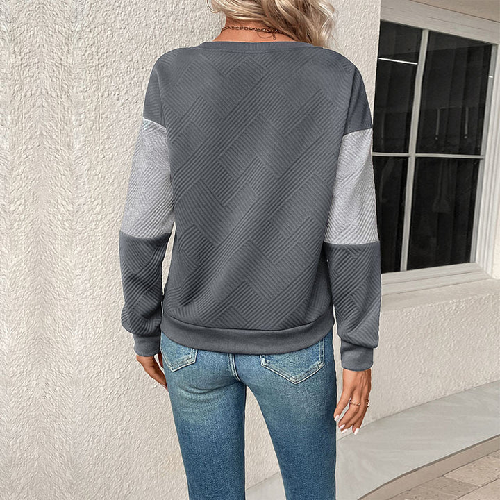 Damen Sweatshirt mit geometrischem Patchwork-Design Drune