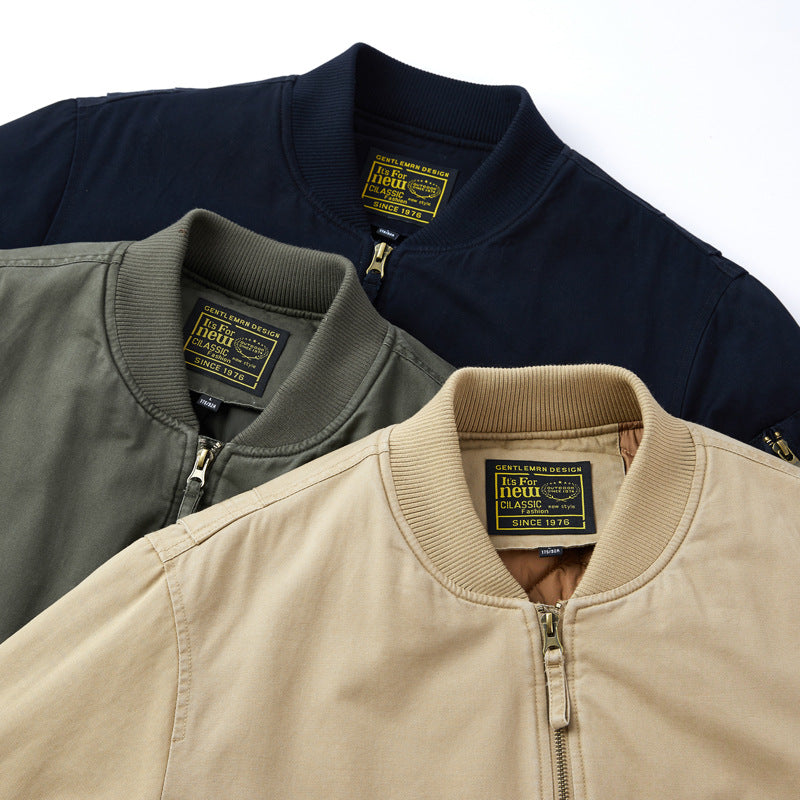 Herren  Baumwoll-Twill gepolsterte Aviator Bomber mit gestepptem Innenfutter und Ärmeltasche mit Reißverschluss Drune