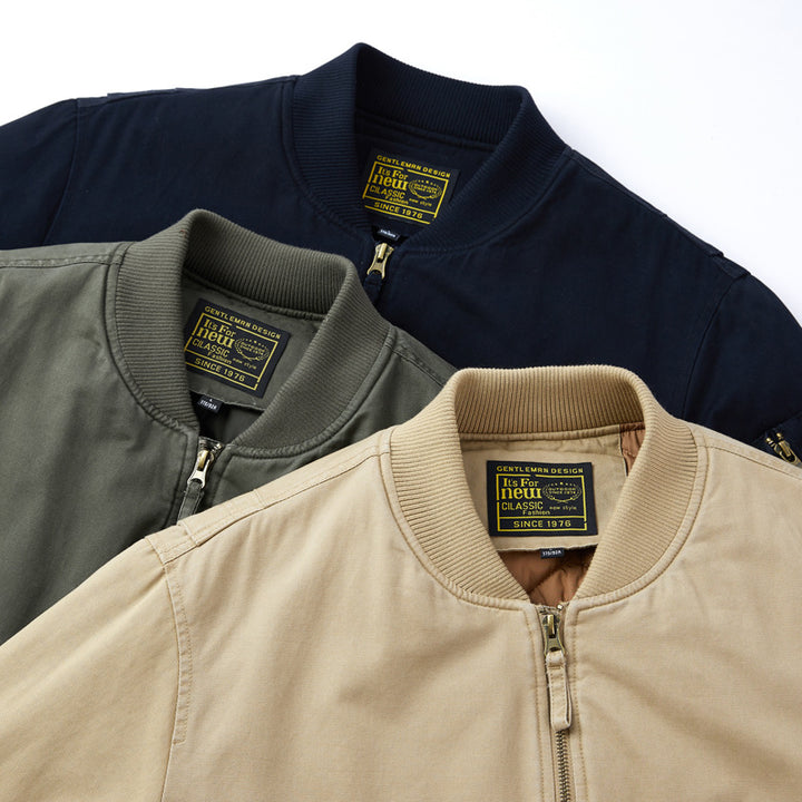 Herren  Baumwoll-Twill gepolsterte Aviator Bomber mit gestepptem Innenfutter und Ärmeltasche mit Reißverschluss Drune