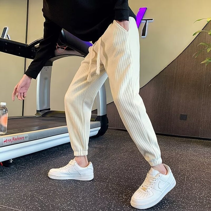 Herren Gerippte Relax-Jogginghose mit Tunnelzug, Eingrifftaschen und elastischen Saumabschlüssen Drune