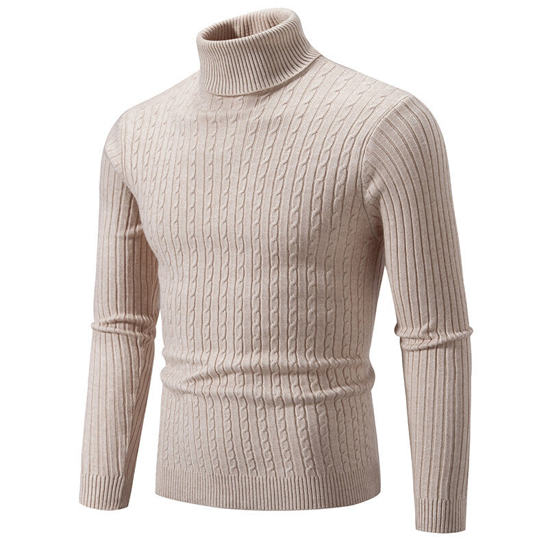 Herren nan Rollkragenpullover mit Zopfstrick und schlanker Passform Drune