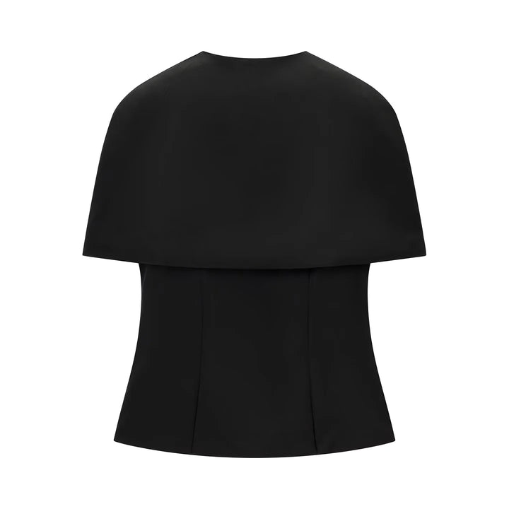Damen nan ärmelloses Cape-Top mit tailliertem Peplum und strukturierter Crepe-Qualität Drune