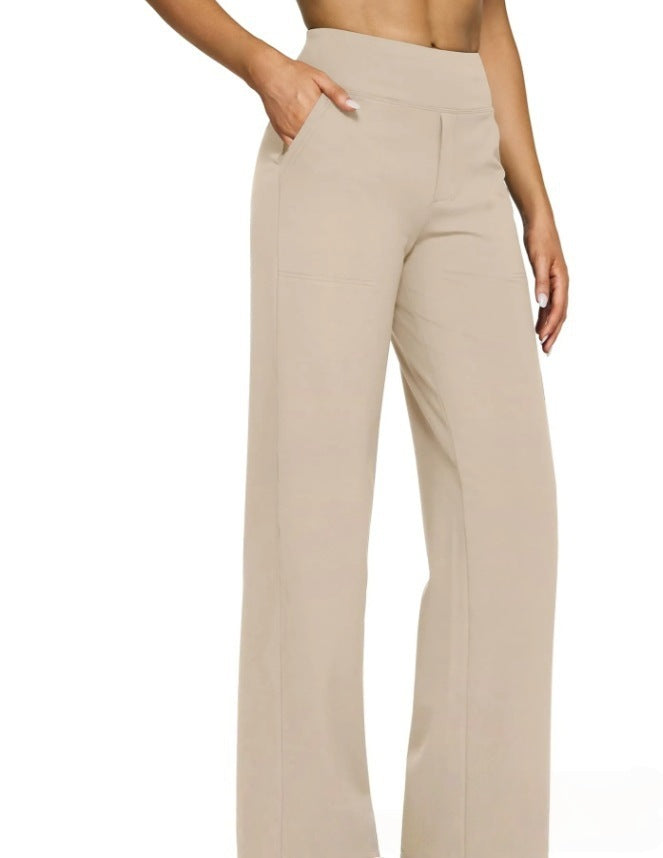 Damen Palazzo Yoga-Hosen mit hohem Bund, weitem Bein und Seitentaschen Drune