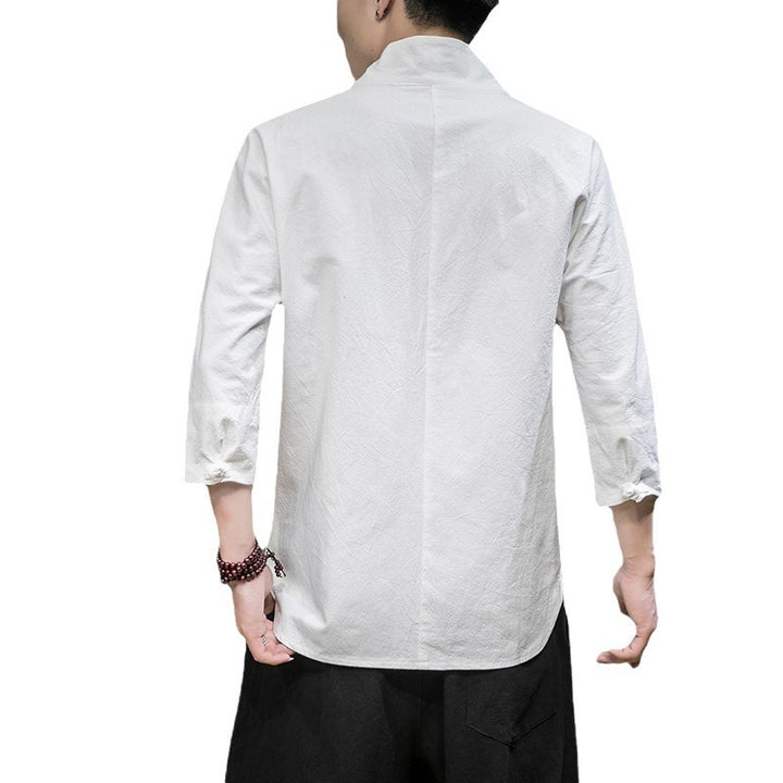 Herren nan modern geschnittene Kimono-Hemdjacke mit V-Kragen und 3/4-Ärmeln Drune