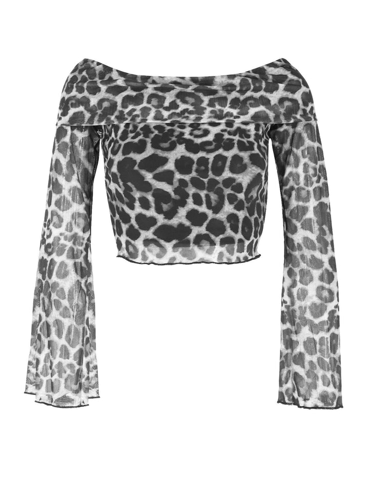Damen Off-Shoulder Bluse mit weit ausgestellten Ärmeln Drune