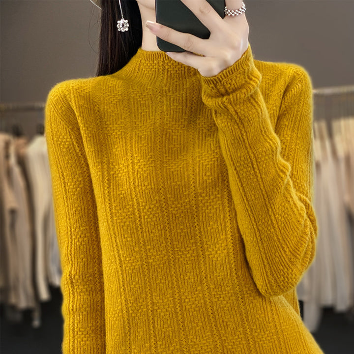Damen Strukturierter Mockneck-Pullover aus kaschmirähnlicher Wollmischung Drune