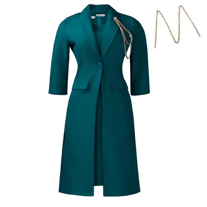 Damen Blazer-Kleid mit asymmetrischem Saum und eleganter Drapierung Drune