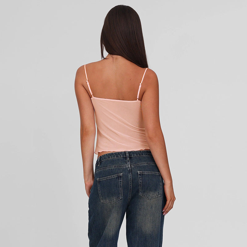 Damen Spitzen-Camisole mit Dekorativen Schleifendetails Drune