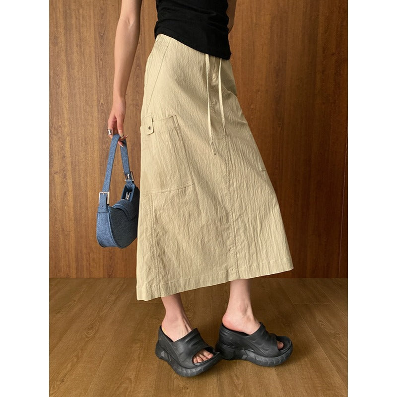Damen Eleganter Maxirock mit praktischen Taschen Drune
