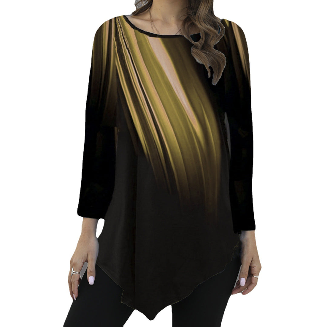 Damen Asymmetrische Tunika mit Zipfelsaum und abstraktem Verlaufprint Drune