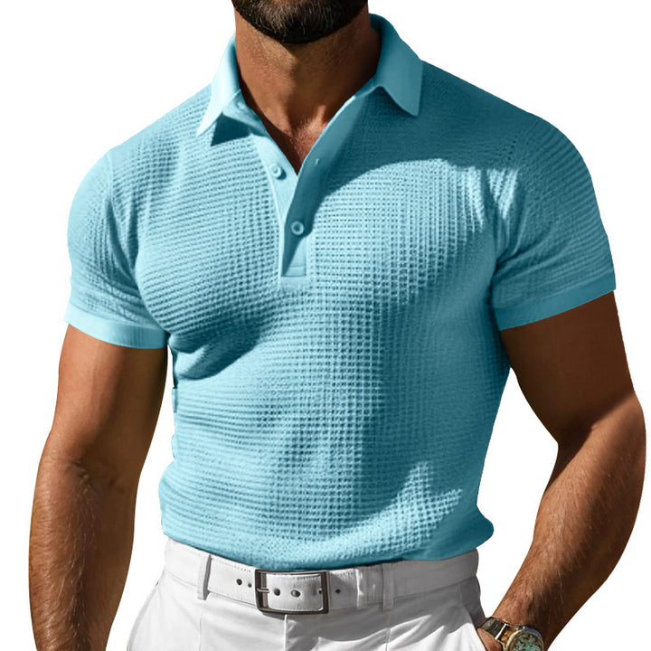 Herren nan strukturiertes Piqué-Poloshirt aus Baumwollmischung mit verstärktem Polokragen Drune