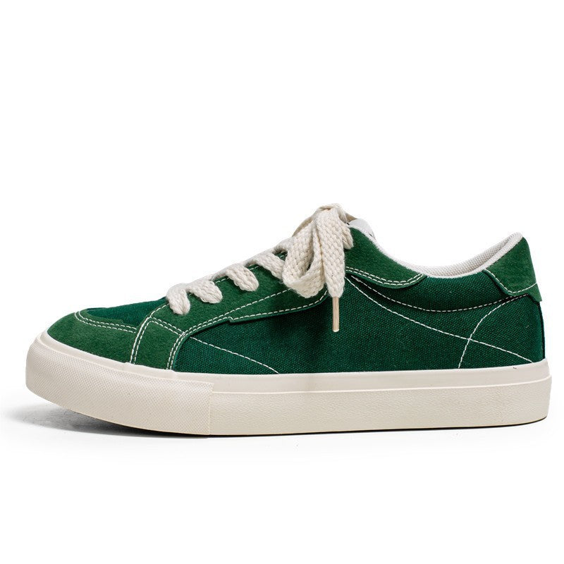 Unisex lässiger Canvas-Low-Top Sneaker mit kontrastnaher Ziersteppung und gepolsterter Plateausohle Drune