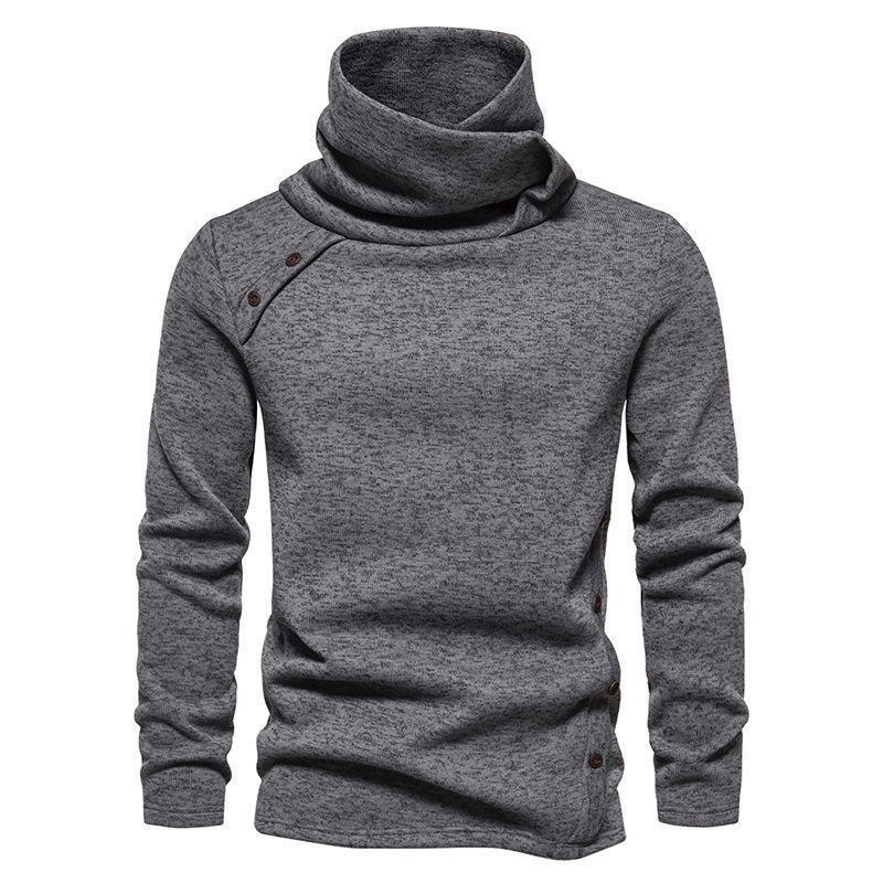 Herren modisches Kapuzenpullover mit asymmetrischem Design und Knopfdetails Drune