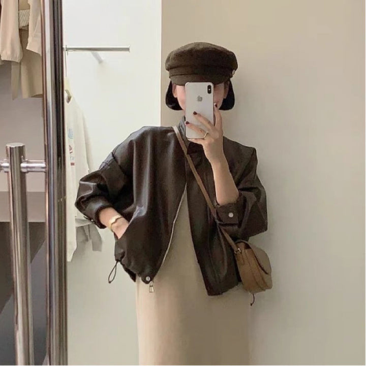 Damen Lederjacke mit oversized Schnitt und modernen Details Drune