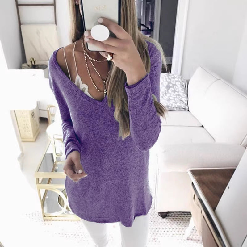 Damen feinstrick Tunika mit tiefem V-Ausschnitt und lässigem Oversized-Schnitt Drune