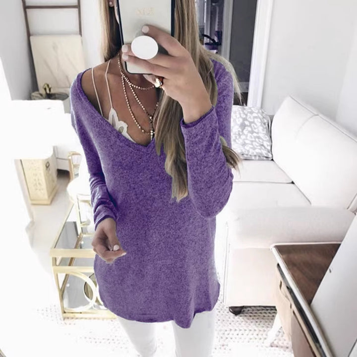 Damen feinstrick Tunika mit tiefem V-Ausschnitt und lässigem Oversized-Schnitt Drune