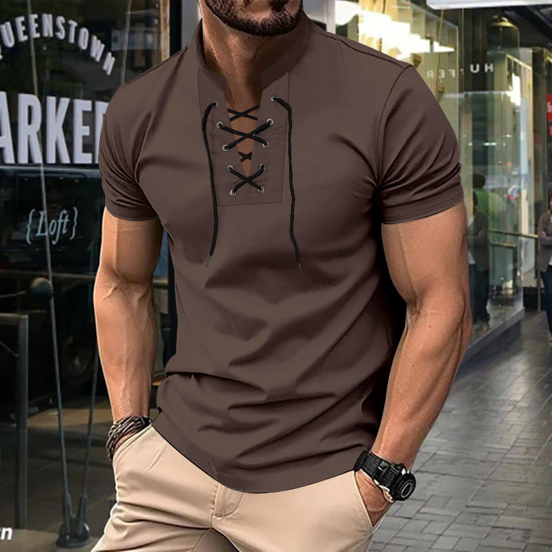 Herren lässiges Poloshirt mit Schnürung Drune