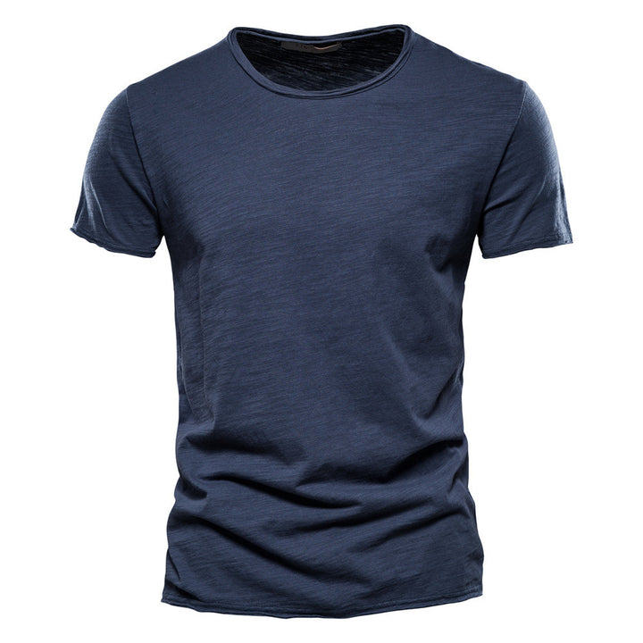 Herren nan leichtes Baumwollshirt mit Rundhalsausschnitt und schlanker Passform Drune