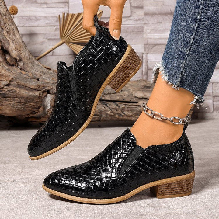 Damen elegante und bequeme Slipper-Stiefel aus strukturiertem Kunstleder Drune