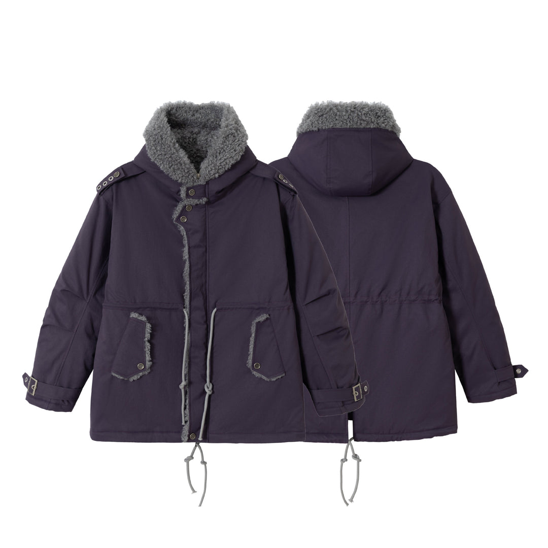 Damen Kurzparka mit Teddyfutter, Tunnelzug und Schnallenärmeln Drune