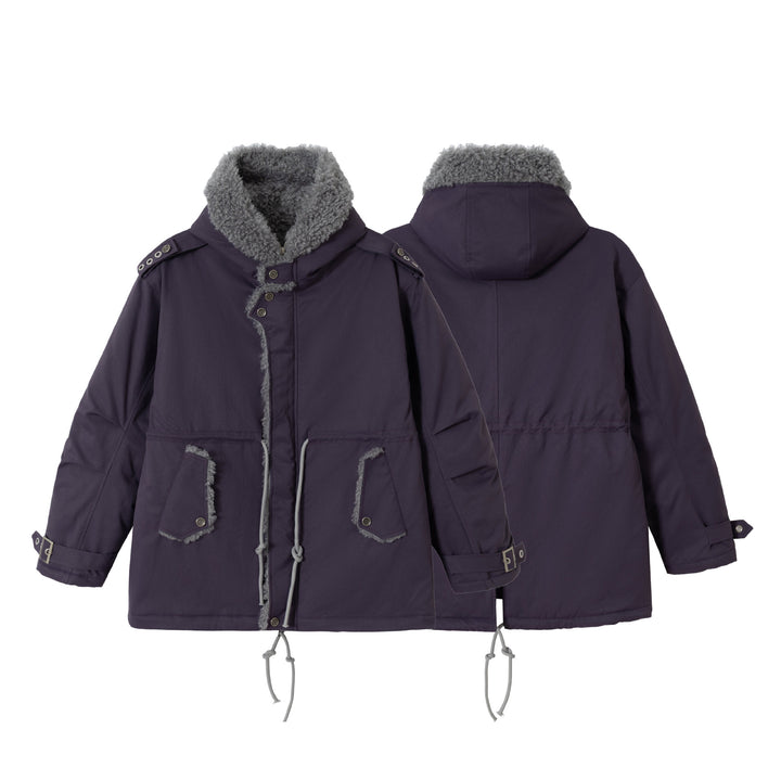 Damen Kurzparka mit Teddyfutter, Tunnelzug und Schnallenärmeln Drune