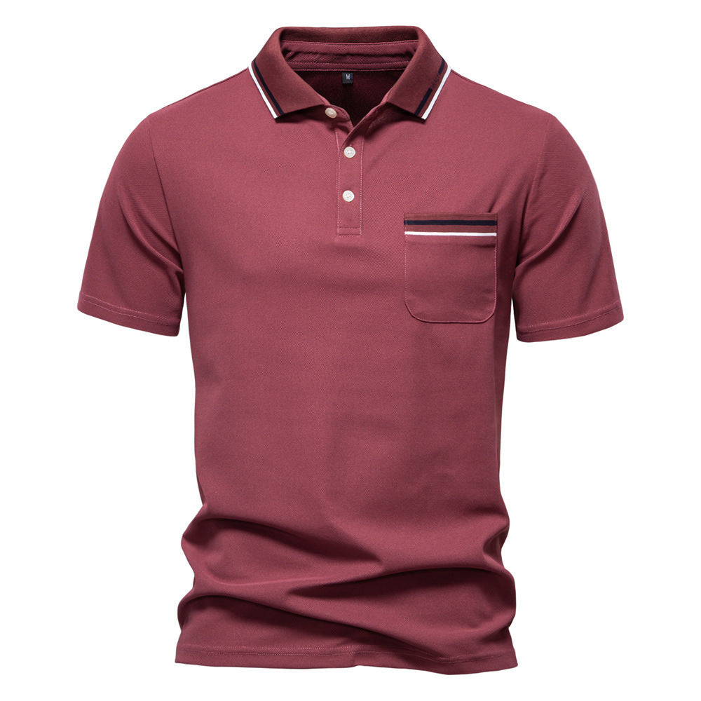 Herren nan modernes Poloshirt mit aufgesetzter Brusttasche und Kontrastbesatz am Polokragen Drune